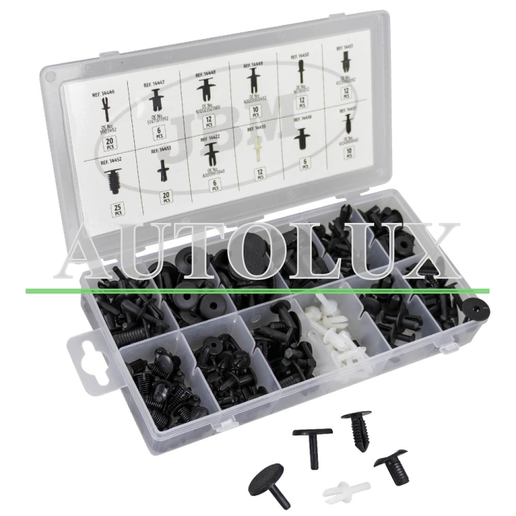 Estuche de clips plásticos mercedes-benz para tapicería 151 clips. Referencia JBM: 53718.