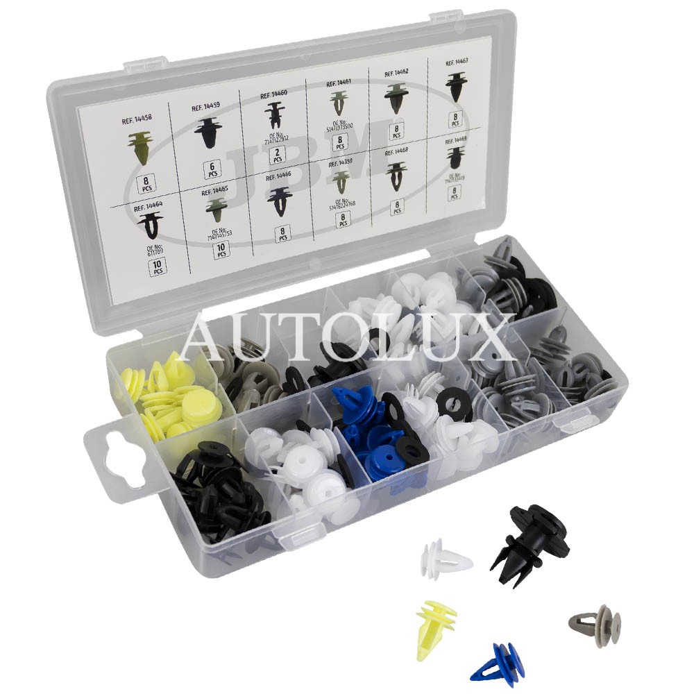 Estuche de clips plásticos bmw mini para moldura de puerta 92 clips Estuche de clips plásticos bmw mini para moldura de puerta 92 clips. Referencia JBM: 53719.