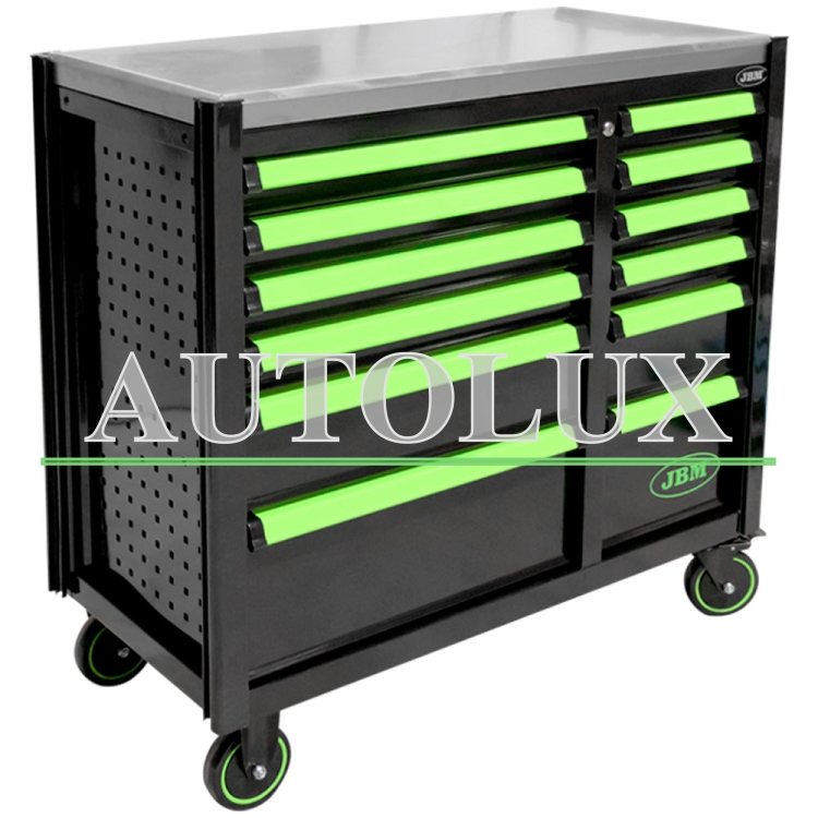 Carro de herramientas 12 cajones - vacío - verde. Referencia JBM: 53868.