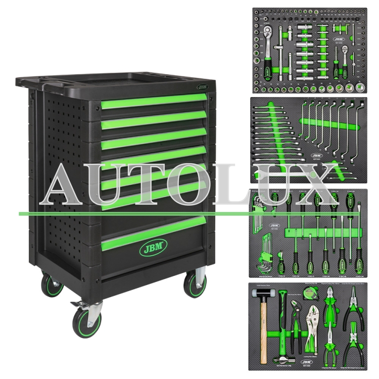 Carro de herramientas 7 cajones - verde. Referencia JBM: 53904.