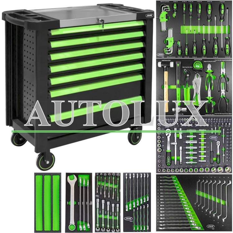 Carro de herramientas xl 7 cajones - verde. Referencia JBM: 53912.