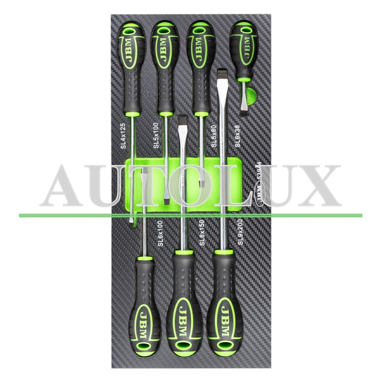 Set de 7 destornilladores módulo eva carbono plano. Referencia JBM: 53944.
