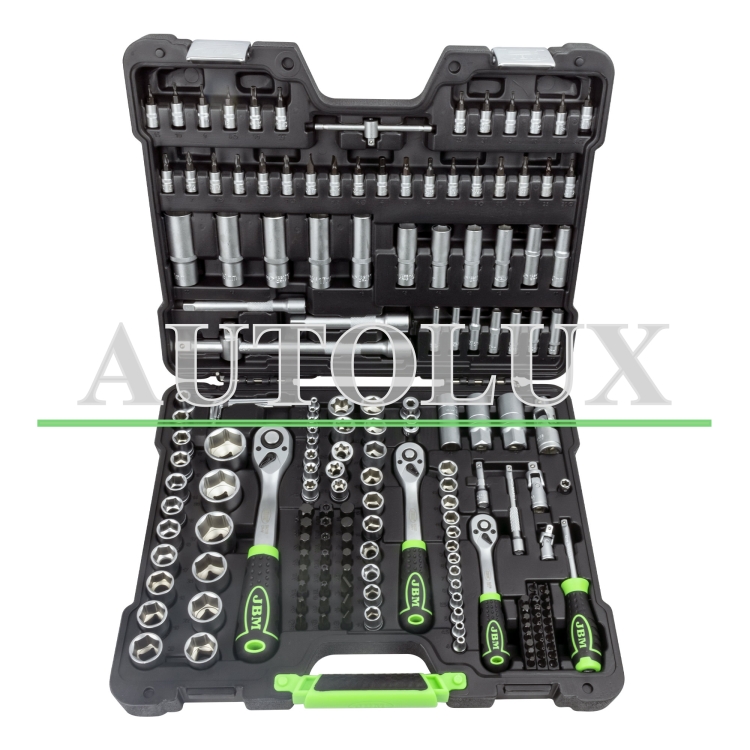 Estuche de herramientas con vasos hexagonales 179 piezas - cincado. Referencia JBM: 54035.