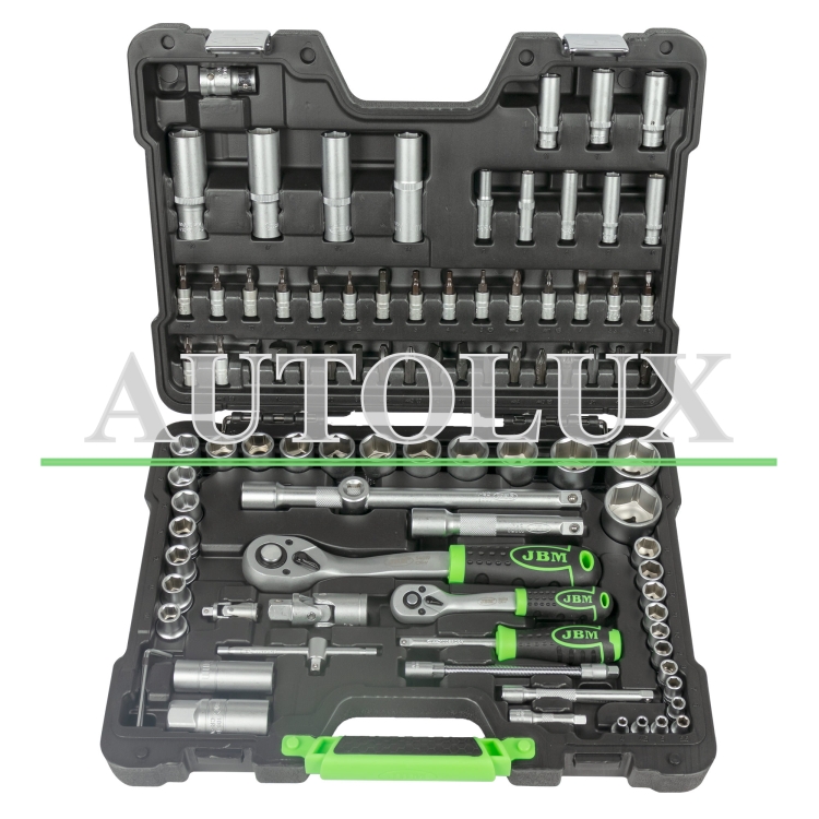 Estuche de herramientas con vasos hexagonales 94 piezas - cincado. Referencia JBM: 54038.