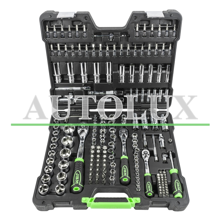 Estuche de herramientas con vasos hexagonales 179 piezas - cromado. Referencia JBM: 54046.