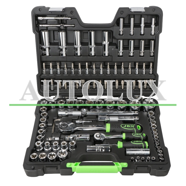 Estuche de herramientas con vasos hexagonales 108 piezas - cromado. Referencia JBM: 54048.