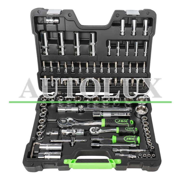 Estuche de herramientas con vasos hexagonales 94 piezas - cromado. Referencia JBM: 54049.