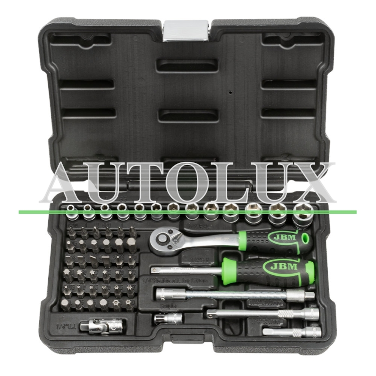 Estuche de herramientas con vasos hexagonales 56 piezas. Referencia JBM: 54105.