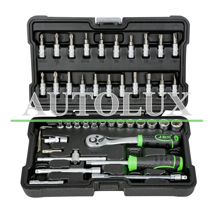 Estuche de herramientas con vasos hexagonales 46 piezas. Referencia JBM: 54109.