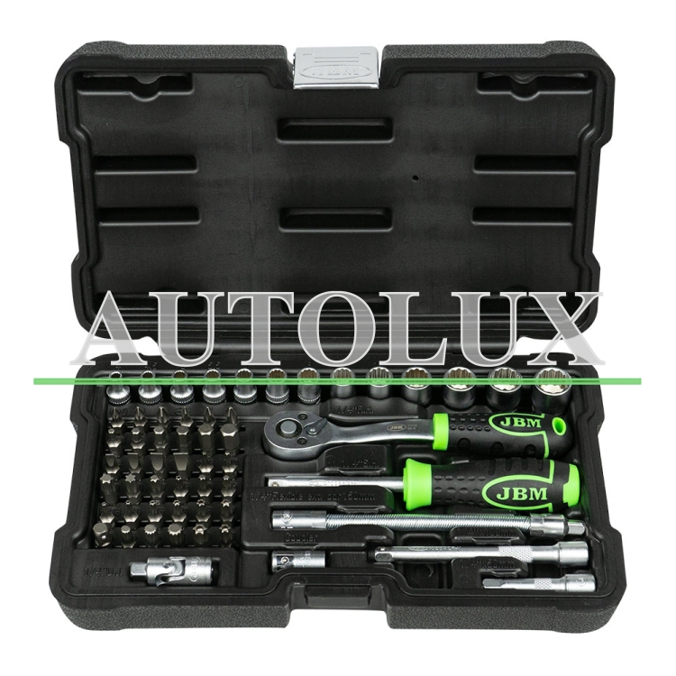 Estuche de herramientas con vasos 12 cantos 56 piezas. Referencia JBM: 54140.