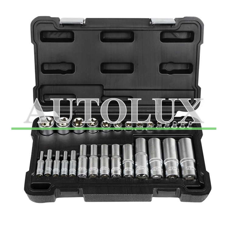 Estuche de vasos torx cortos y largos 28 piezas. Referencia JBM: 54141.