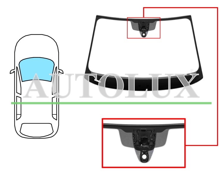 Parabrisas audi a4 2019-2024 4 puertas / familiar / delantero / verde / acustico / con sensor / con soporte camara modificado / pantalla integrada / molduras premontadas. Referencia Eurocode: 8631AGACMUVZ10