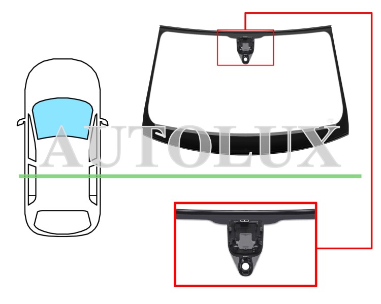 Parabrisas audi q7 2015-2019 delantero / verde / acustico / con sensor / con soporte camara / pantalla integrada / molduras premontadas. Referencia Eurocode: 8623AGACMUVZ