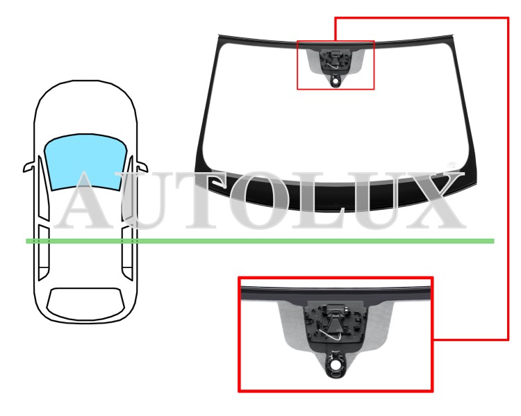 Parabrisas audi q7 2019-2024 delantero / verde / acustico / con sensor / con soporte camara modificado / molduras premontadas. Referencia Eurocode: 8623AGACMVZ1L