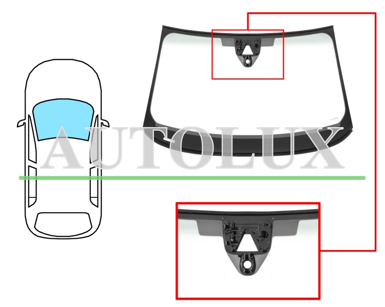 Parabrisas audi a3 2020-2024 4/5 puertas / delantero / verde banda gris / acustico / con sensor / con soporte camara / molduras premontadas. Referencia Eurocode: 8654AGAGYCMVZ