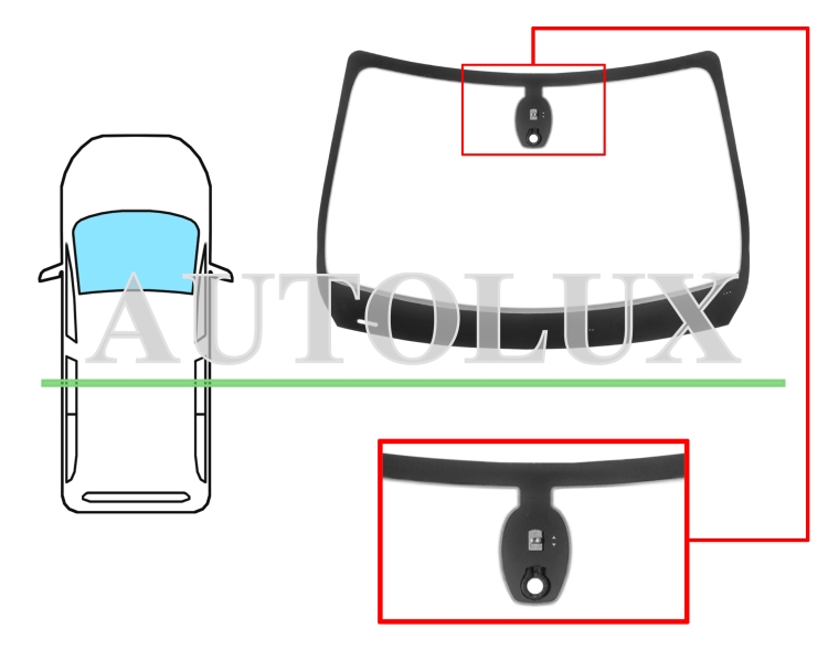 Parabrisas renault express 2021-> delantero / verde / con base espejo modificada / con sensor. Referencia Eurocode: 7289AGNMV1P
