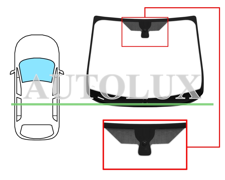 Parabrisas ford b-max 2012-2017 delantero / verde / con base espejo modificada / molduras premontadas. Referencia Eurocode: 3580AGSVW1P