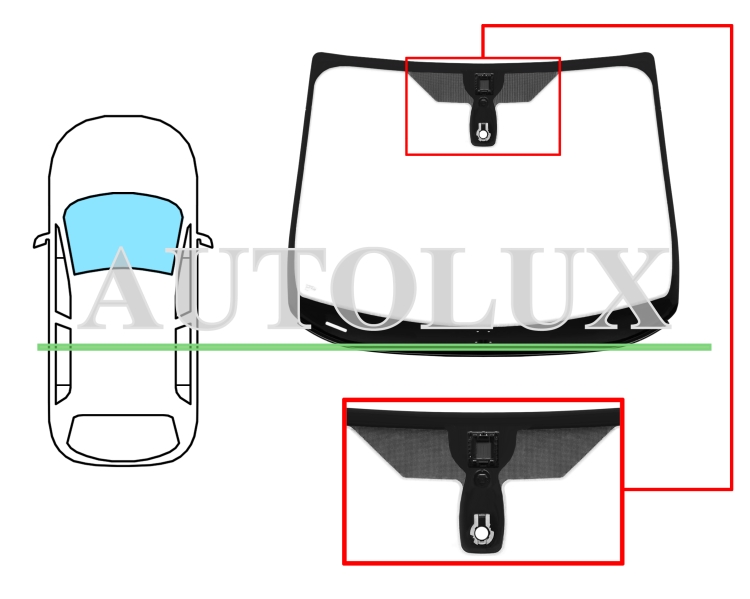 Parabrisas ford b-max 2012-2017 delantero / verde / con base espejo / con sensor / molduras premontadas. Referencia Eurocode: 3580AGSMVW2P