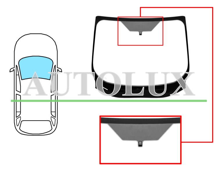 Parabrisas ford grand c-max 2010-2015 delantero / verde / con base espejo / molduras premontadas. Referencia Eurocode: 3577AGSVW