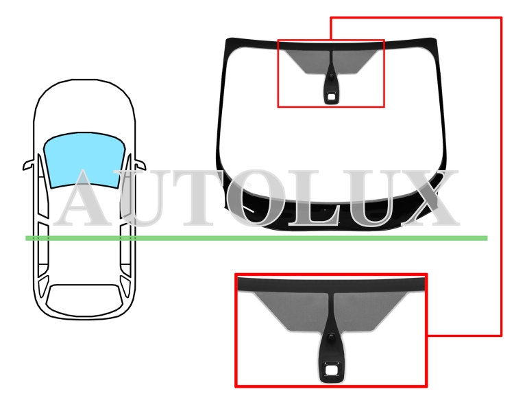 Parabrisas ford grand c-max 2015-2021 delantero / verde / con base espejo / con sensor cuadrado / molduras premontadas. Referencia Eurocode: 3577AGSMVW1P