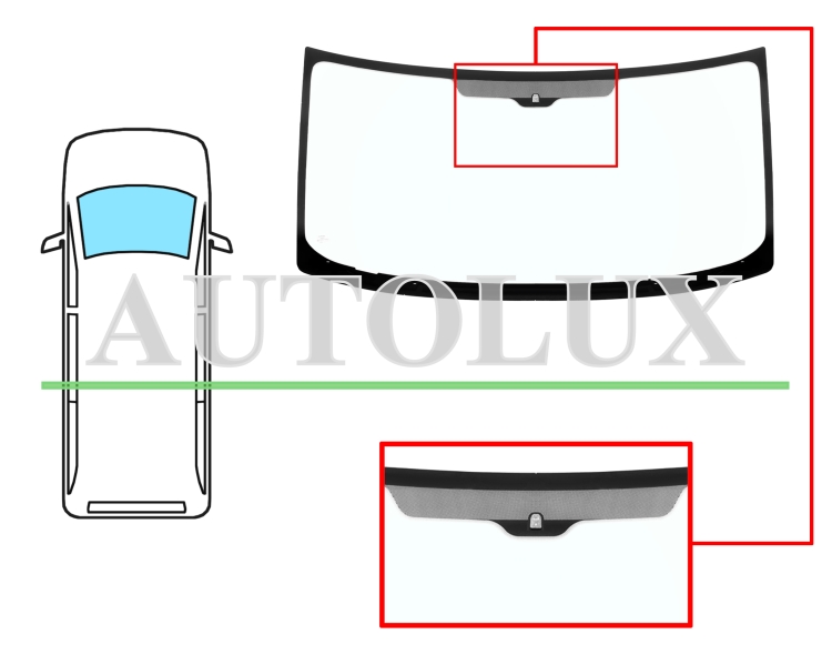 Parabrisas ford transit 2000-2006 delantero / verde / con base espejo. Referencia Eurocode: 3739AGNV1P