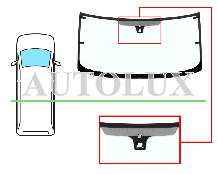 Parabrisas ford transit 2006-2014 delantero / verde / termico / con base espejo / con sensor. Referencia Eurocode: 3739AGNHMV1P
