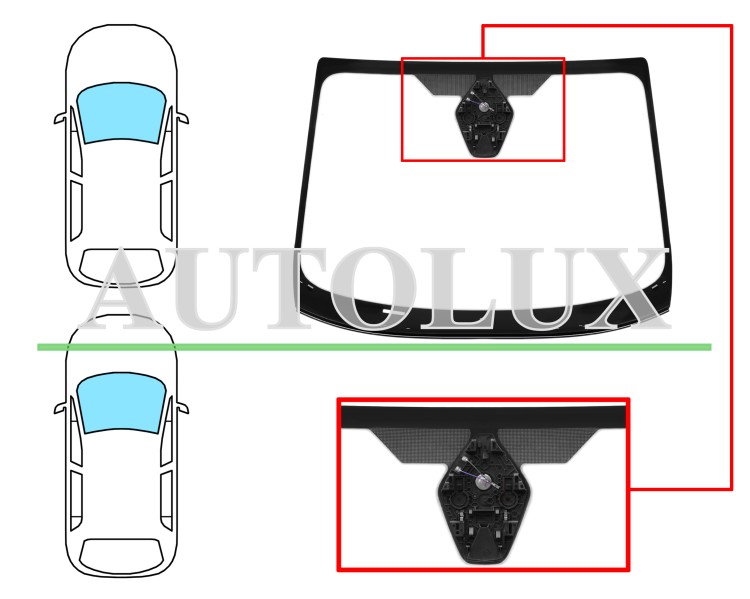 Parabrisas ford fiesta 2021-2024 delantero / verde / acustico / con sensor / con base espejo / con soporte camara / molduras premontadas. Referencia Eurocode: 3592AGACMVZ