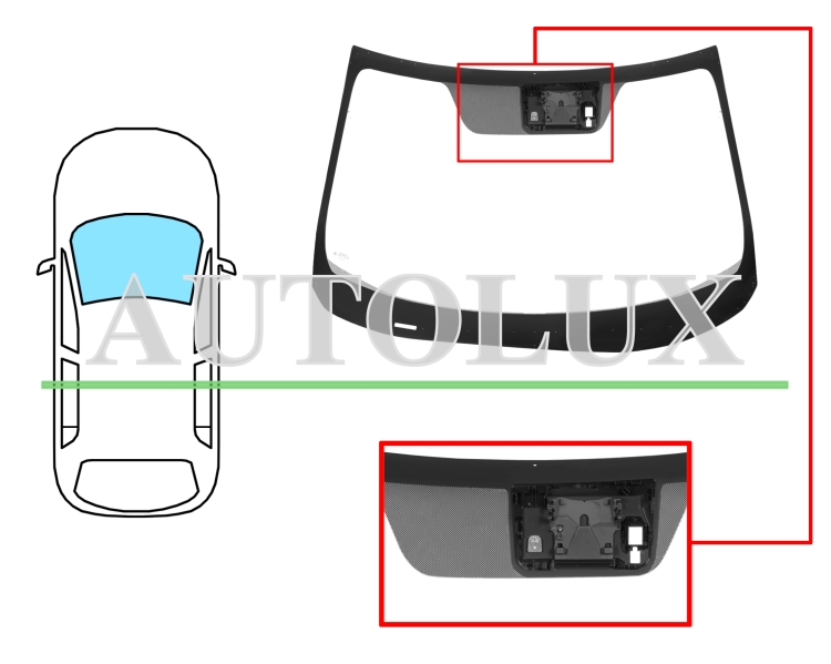 Parabrisas honda civic 2016-2022 5 puertas / delantero / verde / acustico / con base espejo / con sensor / con soporte camara. Referencia Eurocode: 4019AGACIMV