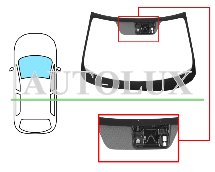 Parabrisas honda civic 2016-2022 4 puertas / delantero / verde / acustico / con base espejo / con sensor / con soporte camara. Referencia Eurocode: 4019AGACIMV1G