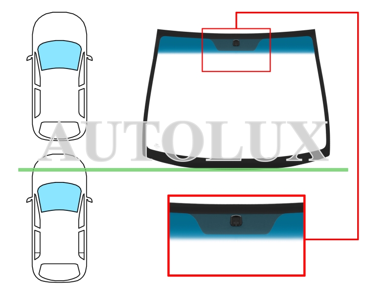 Parabrisas hyundai getz 2002-2005 3/5 puertas / delantero / verde banda azul / con base espejo. Referencia Eurocode: 4128AGSBL