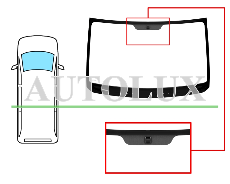 Parabrisas hyundai h1 2008-2017 delantero / verde / con base espejo. Referencia Eurocode: 4136AGSV