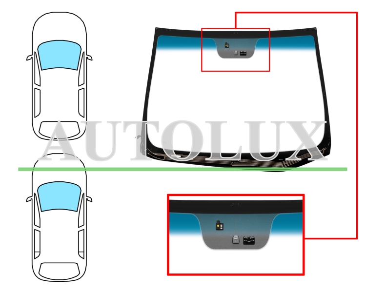 Parabrisas hyundai i30 2012-2016 3/5 puertas / familiar / delantero / verde banda azul / termico / con base espejo / con sensor. Referencia Eurocode: 4151AGNBLHMOV