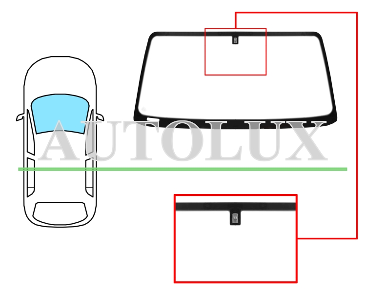 Parabrisas jaguar xj6 1996-2002 delantero / verde / con base espejo. Referencia Eurocode: 4324AGNV1P