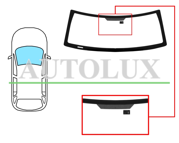 Parabrisas jeep commander 2005-2010 delantero / verde / con sensor / molduras premontadas. Referencia Eurocode: AJ11AGSMVW