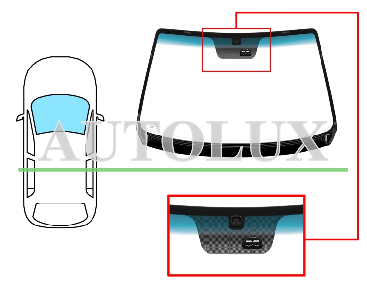 Parabrisas kia carens 2002-2006 delantero / verde banda azul / termico / con base espejo / con sensor. Referencia Eurocode: 4419AGNBLHM1B