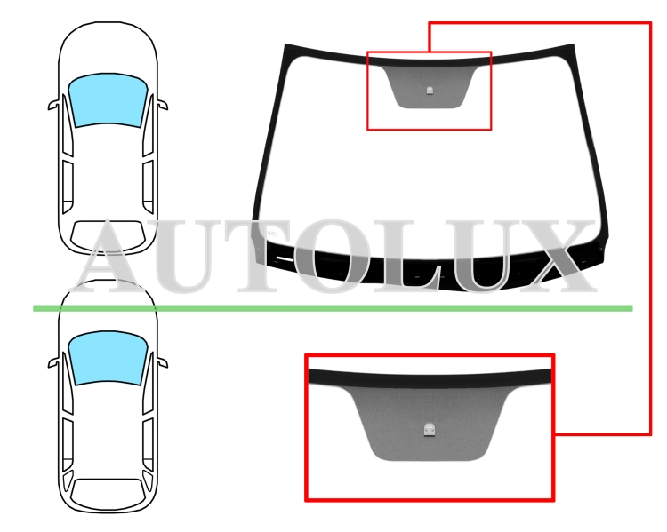 Parabrisas kia ceed 2007-2009 5 puertas / familiar / delantero / verde / con base espejo modificada. Referencia Eurocode: 4431AGNV2P