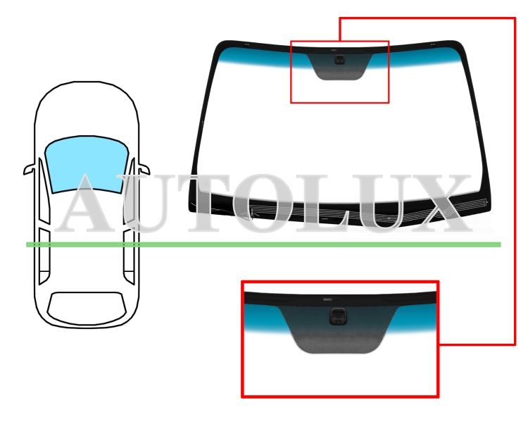 Parabrisas kia magentis 2005-2010 delantero / verde banda azul / termico / con base espejo. Referencia Eurocode: 4427AGNBLH