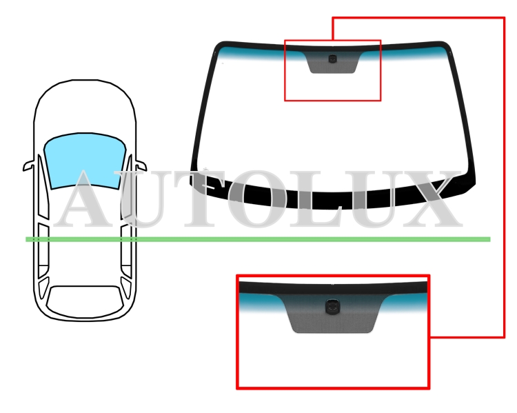 Parabrisas kia sorento 2002-2006 delantero / verde banda azul / con base espejo. Referencia Eurocode: 4418AGNBLV