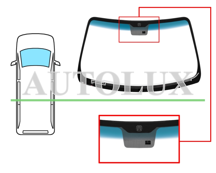 Parabrisas kia carnival 2001-2006 delantero / verde banda azul / termico / con base espejo / con sensor modificado / molduras premontadas. Referencia Eurocode: 4408AGNBLHMW6T
