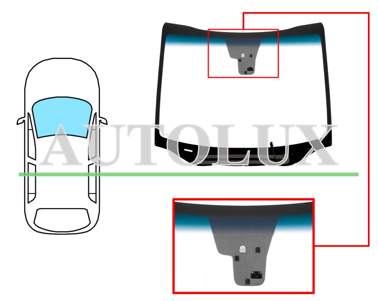 Parabrisas kia carens 2013-2016 delantero / verde banda azul / termico / con base espejo / con sensor. Referencia Eurocode: 4443AGNBLHMV
