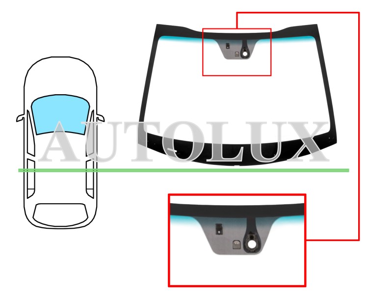 Parabrisas kia stonic 2021-> 5 puertas / delantero / verde banda azul / con base espejo / con sensor / con sensor antivaho. Referencia Eurocode: 4453AGSBLMOV