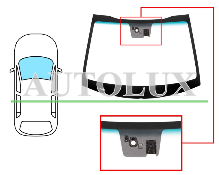 Parabrisas kia stonic 2017-2021 5 puertas / delantero / verde banda azul / con base espejo / con sensor / con sensor antivaho / con soporte camara. Referencia Eurocode: 4453AGSBLCIMOV