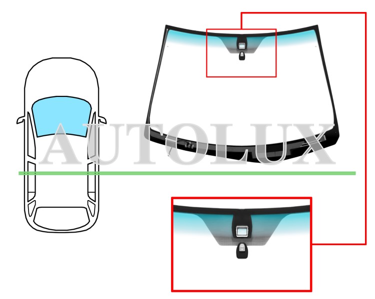Parabrisas lexus rx 2003-2006 delantero / verde banda verde / termico / con base espejo / con sensor. Referencia Eurocode: 8354AGNGNHMV1B