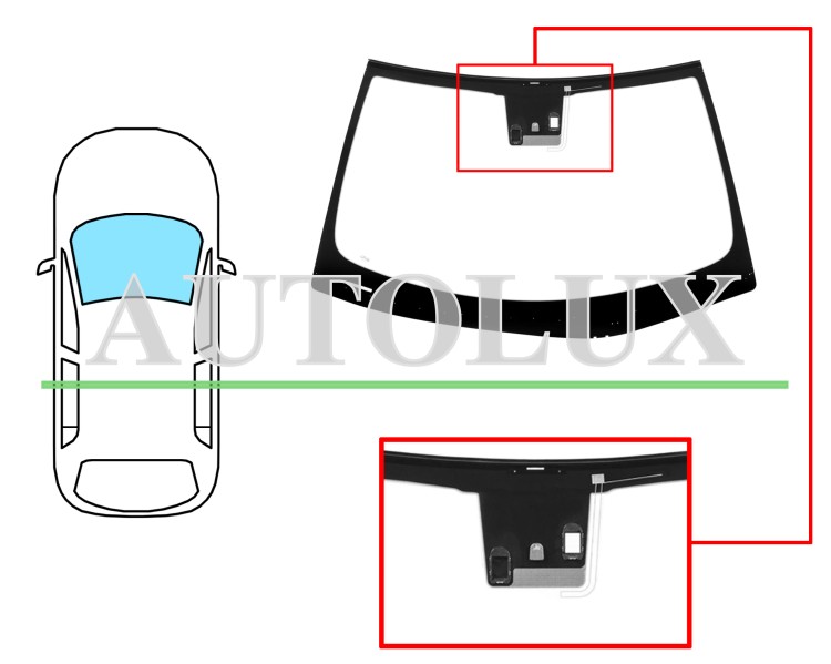 Parabrisas lexus ct 2010-2014 delantero / verde / acustico / con base espejo / con sensor / con sensor antivaho / antena / molduras premontadas. Referencia Eurocode: 8402AGAAMOVZ3B