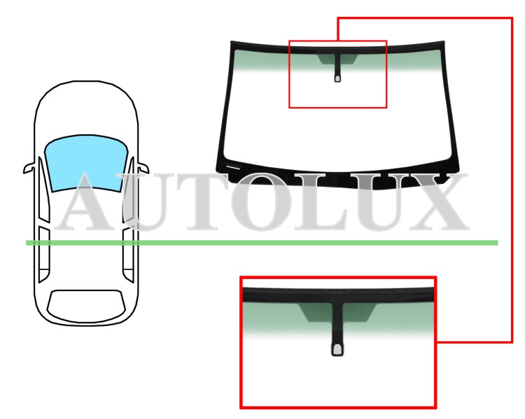 Parabrisas lexus gs 2005-2007 delantero / verde banda verde / con base espejo / molduras premontadas. Referencia Eurocode: 8362AGSGNVW