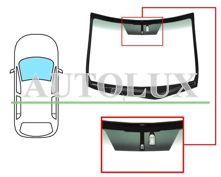 Parabrisas lexus rx 2009-2012 delantero / verde banda verde / termico / con base espejo / con sensor / molduras premontadas. Referencia Eurocode: 8384AGNGNHMVZ