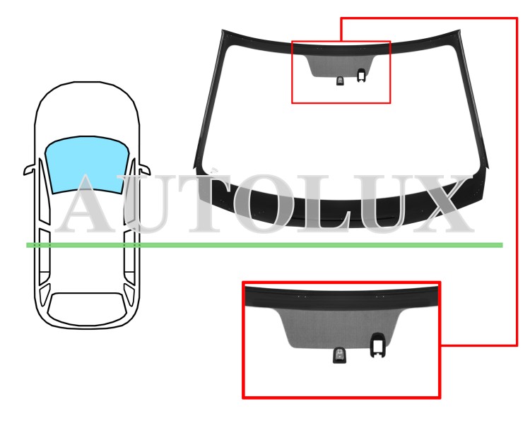 Parabrisas mazda cx-5 2012-2015 delantero / verde / acustico / con base espejo / con sensor / molduras premontadas. Referencia Eurocode: 5179AGAMZ1B