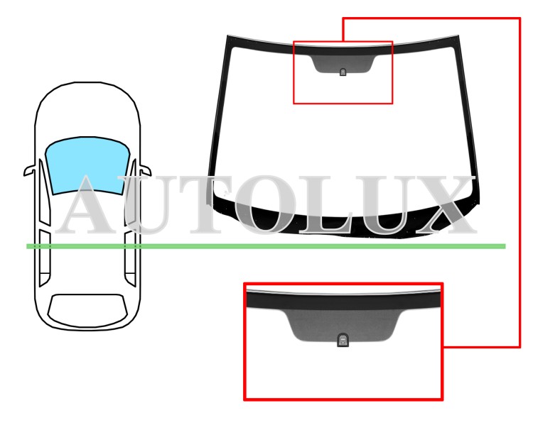 Parabrisas mazda cx-7 2007-2009 delantero / verde / con base espejo / molduras premontadas. Referencia Eurocode: 5171AGNW