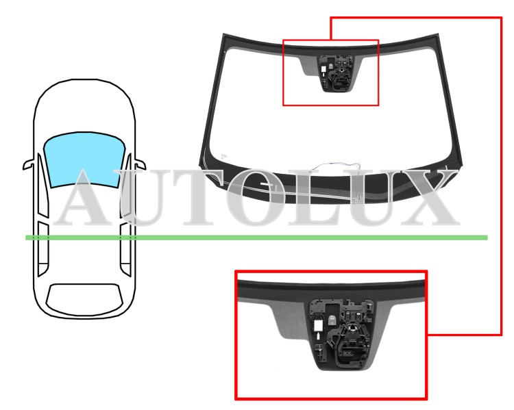 Parabrisas mazda cx-5 2017-2022 delantero / verde / acustico / termico / con base espejo / con sensor / con soporte camara modificado / molduras premontadas. Referencia Eurocode: 5187AGACHMVZ1L