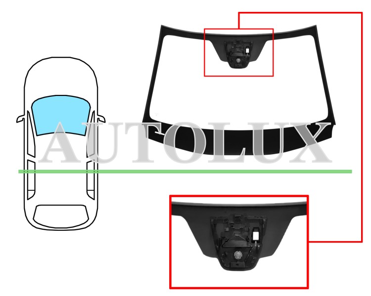 Parabrisas mazda cx-30 2022-> delantero / verde / acustico / con sensor / con soporte camara / pantalla integrada / molduras premontadas. Referencia Eurocode: 5190AGACMUVZ1L